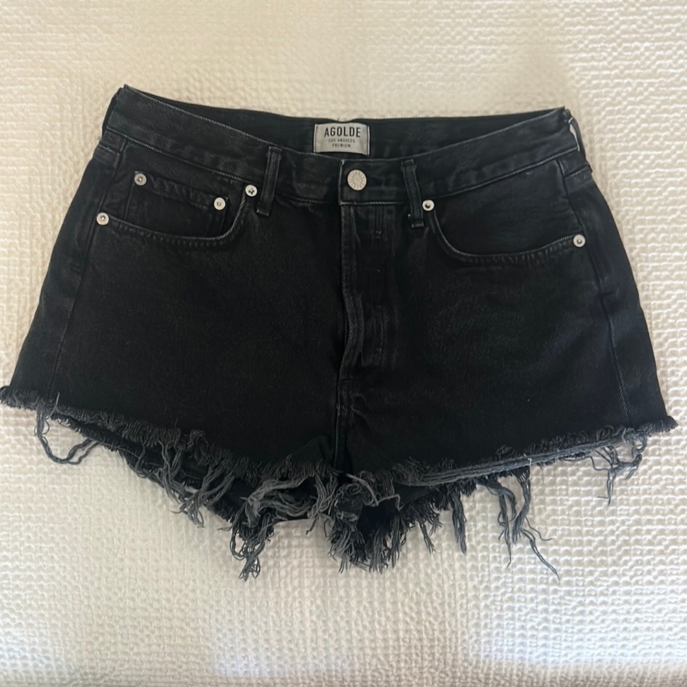 Agolde Parker Short in color Tidal. Size 28.
